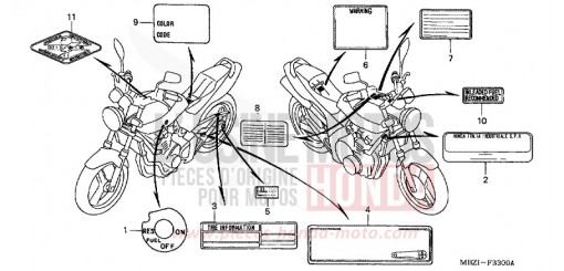 ETIQUETTE DE PRECAUTIONS (CB600F2/F3/4/5/6) CB600F4 de 2004